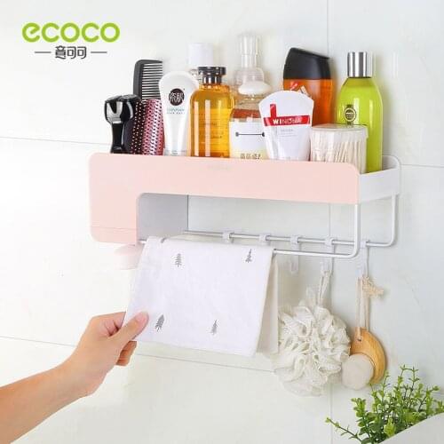 Ecoco Multifunctional Bathroom Shelf, Punch-free Multi-purpose Storage Shelf, Wall-mounted Waterproof Bathroom Storage Rack