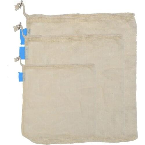 50PCS / LOT Reusable Vegetable Net Bags Portable Kitchen Multifunctional Fruit Vegetable Mesh Bags With Drawstring Bag