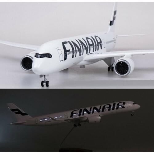 In Stock 47cm 1/142 A350 FINNAIR Airliner Aircraft Plane Model with LED light Resin Base Collection Toy