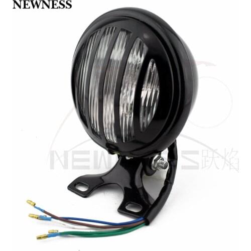 Motorcycle Retro 5" Headlight Front Lamp Chopper Moto Lamp Cafe Racer Custom Bobber Chopper Headlight Grille