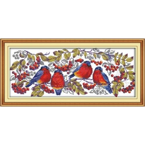 Red covered with branches cross stitch kit aida 14ct 11ct count printed canvas stitches embroidery DIY handmade needlework