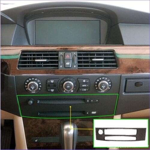 Real Carbon Fiber (Soft) Car Audio Cd Panel Decorative Frame Cover For Bmw 5 Series 2004-2010 Car Interior Accessories