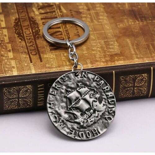 Uncharted 4 A Thiefs End Coin keychain key holder Game Pendant Metal Model car chaveiro llaveros trinket