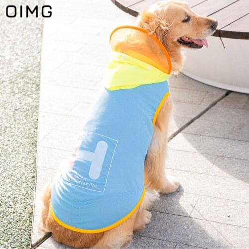 OIMG Big Dog Clothes Pet Summer Thin Breathable Hooded Sun Protection Meduim Large Dogs Shirts For Golden Retriever Labrador