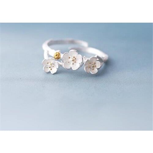 925 Sterling Silver Jewelry Korean New Popular Fashion Daisy Flower Adjustable Female Opening Rings SR122