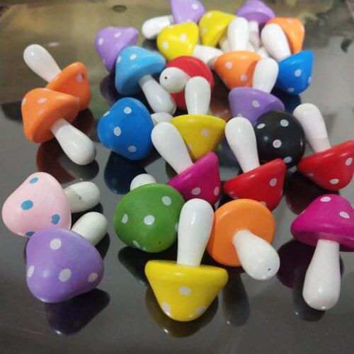 Random Color Garden Miniatures Mushroom Garden Home Decoration Wooden Craft DIY Handmade Miniature Figurines Manualidade 10PCS