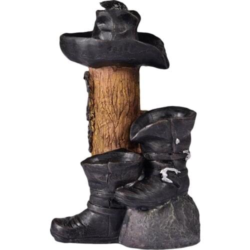 Boots Self-circulating Water Fountain Garden Courtyard Lawn Resin Decor Ornaments Cowboy Style Rustproof With USB Interface