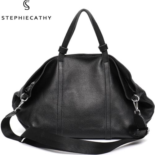 SC Luxury Design Natural Cowhide Large Tote For Women Brand Casual Style Shoulder Bag Female Soft Real Leather Crossbody Handbag
