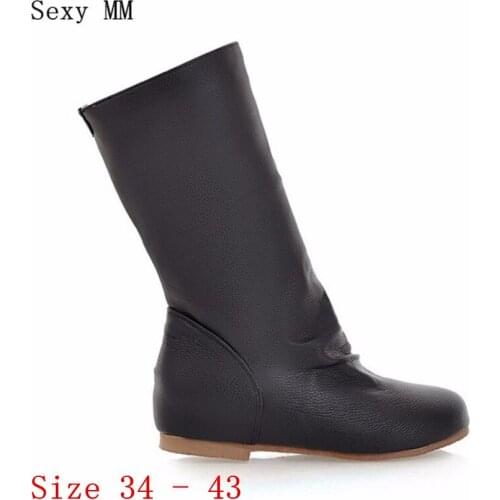 Spring Autumn Women Height Increasing Wedges Mid-Calf Boots Shoes Woman Short Boots Botas botte femme Plus Size 34-40.41.42.43