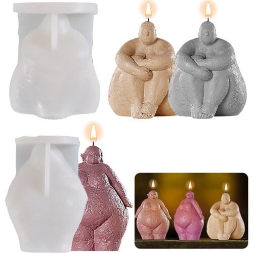 Nordic Abstract DIY Human Body Candle Silicone Mold Thick Body Standing Sitting Fat Woman Character Resin Mould