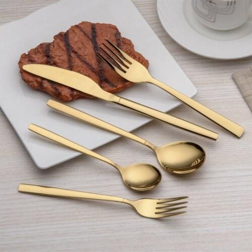 Titanium Golden Stainless Steel Dinnerware Knife Fork Spoon Set Kitchen Cutlery Mirror Polishing Kitchen Tableware Cutlery