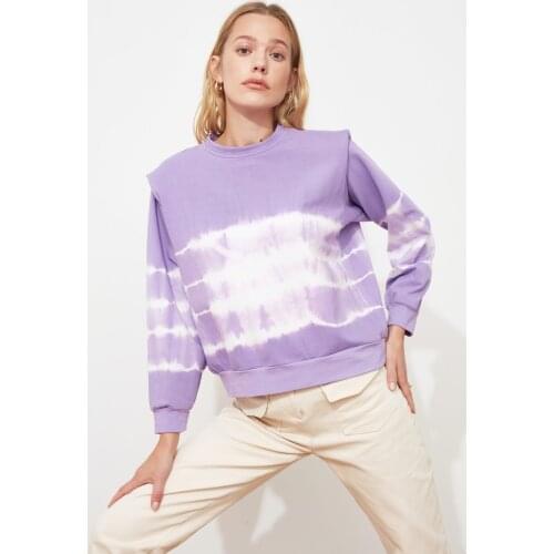 Trendyol With Shoulder Pads Batik Pattern Basic Knitted Sweatshirt TWOSS21SW0113
