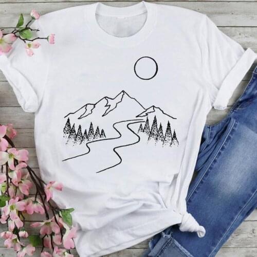 Women Sweet Mountain Camper New 90s Clothing Cartoon Fashion Summer Lovely Clothes Print Short Sleeve Tops Tees Tshirt T-Shirt