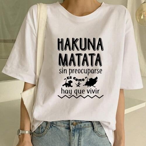 Women T shirt HAKUNA MATATA Clothes Ladies Short Sleeve Kawaii Tees Top Graphic Lion King Printed Tshirt Female T-shirt