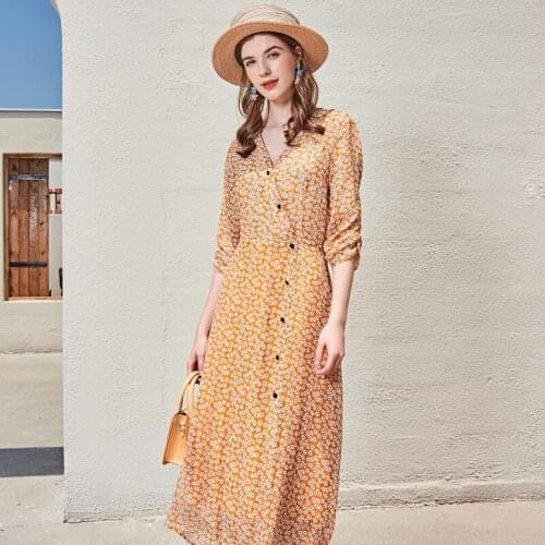 Orange chiffon silk floral maxi dress women femme 2020 summer long work boho beach office sexy party luxury dresses plus size