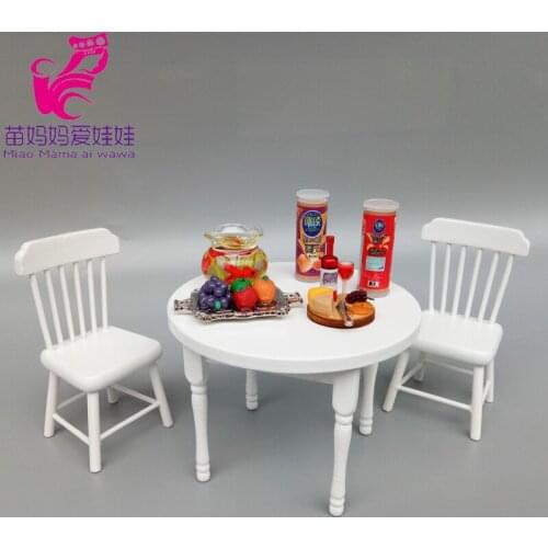 1:12 Doll house living room furniture kitchen white round dinner table chair for 1:8 bjd doll house accessories
