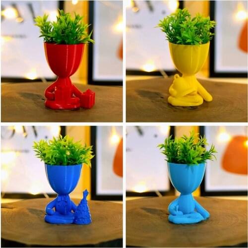 3d Design Humanoid Flower Cactus Pots Plants Planter Pen Holder Model Toy For Kids Organic Plastic Garden Decoration Desktop PVC