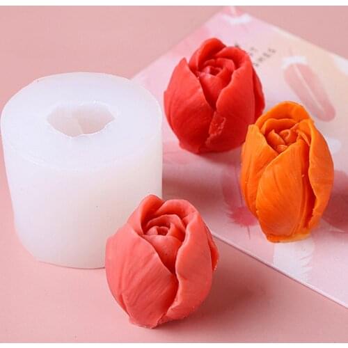 3D Tulip DIY Flower Soap Silicone Mold Candle Mold Handmade Chocolate Cake Mold Silicone Mold Soap Forms Soap Making Supplies