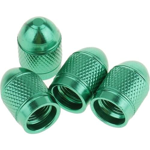 4x Valve Rim Aluminum Style Vignette Wheel Cover Cover Green Tire Caps