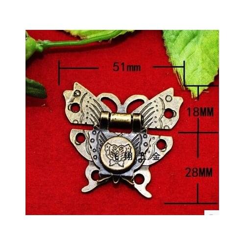 Antique antique Bronze vintage style Decorate Jewelry Gift Wooden Box Hasp wooden hasp lock Zinc alloy Butterfly clasp A10