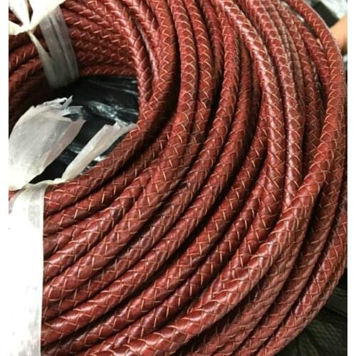 Antique Braided Leather Bolo Cord Round Genuine Leather Antiquated Wine Thong Craft String Strip For Necklace Bracelet 6mm