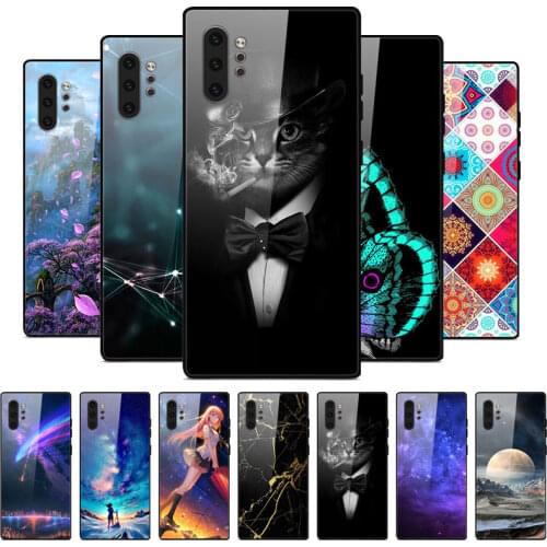 Phone Case For Samsung Galaxy Note 10 Plus Cases Tempered Glass Hard Back Cover For Samsung Note 10 Case Note10+ Funda Bumper