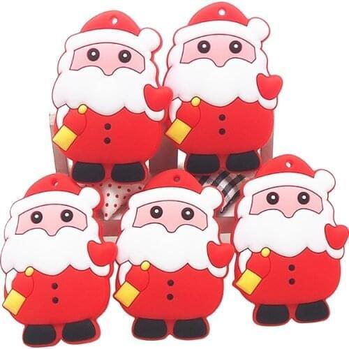 Chenkai 10PCS Silicone Santa Claus Teether Baby Cartoon Teether For DIY Baby Nursing Chewing Teether Chain Pendant Necklace Toy