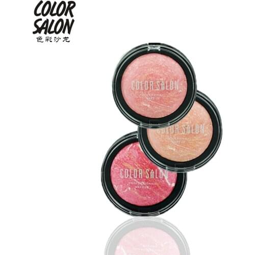 Color Salon Natural Face Pressed Blush Makeup Baked Blush Palette Baked Cheek mineral Easy to Wear Press Powder