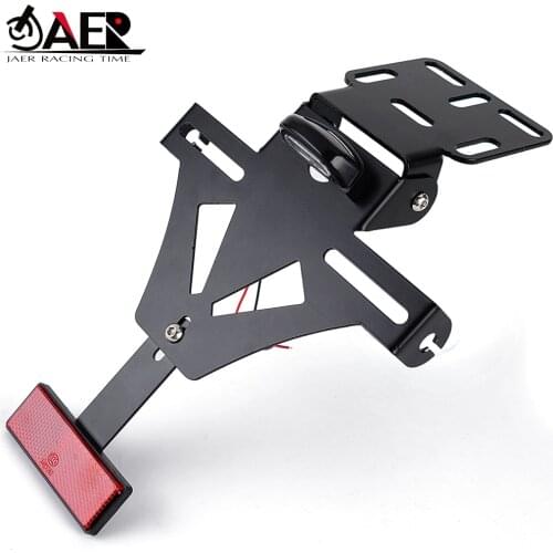 Motorcycle License Plate Holder Mount Bracket Aluminum Adjusted Registration Number Plate Cover with Plate Light