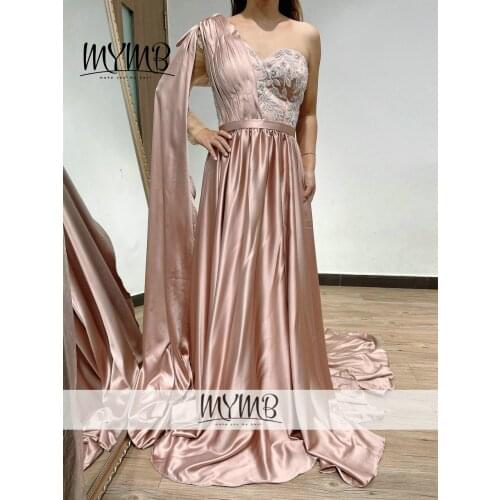 Designer One Shoulder evening dresses long luxury 2021 MYMB Exclusive A line Bride To Be Wedding Party Bridesmaid Dress MY22001