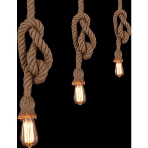 E27 Edison Bulb 18mm Retro Countryside Hemp Rope Lamp Pendant Lights Edison Bulb for Living Room or Cafe Lights