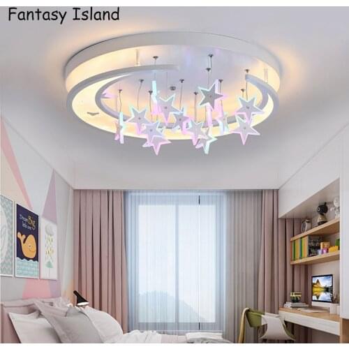Moon Stars Led Chandelier Ceiling kids Room modern ceiliing light Living Room bedroom chandeliers light fixtures