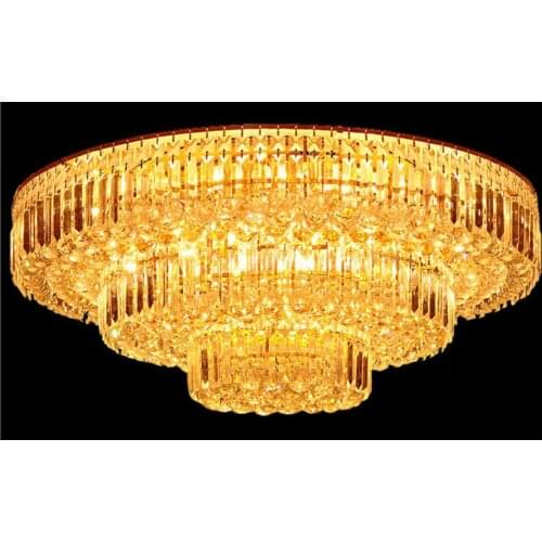 Living room crystal lamp Bedroom crystal lamp Golden round LED ceiling lamps cake lamp LED lighting fixture gold ceiling fixture