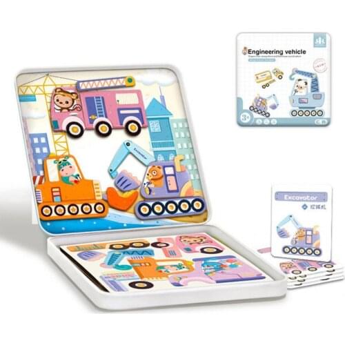 1 Set Memory Training Simple Rule Wood DIY Magnet Traffic Animal Puzzle Toy for Child Entertainment