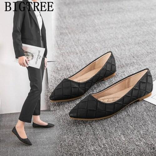 Leather Shoes Women Pointed Toe Flats Work Shoes Women Black Shoes For Women Fashion Chaussures Femmes Schoenen Dames Zapatos