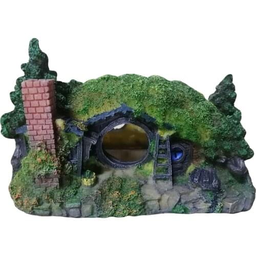 Creative Non-Toxic Resin Castle Wooden House Tree Rocky Fish Tank Aquarium Ornament Cave Decoration