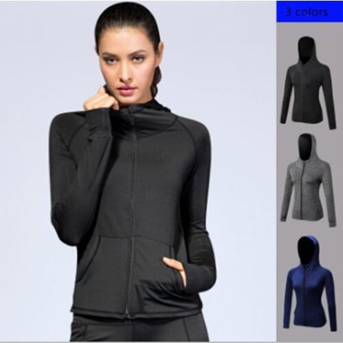 Running Jacket Women Yoga Zipper Long Sleeve Shirt Sport Jacket Ladies Hoodies Sports Womens Clothing Fitness Gym Shirts