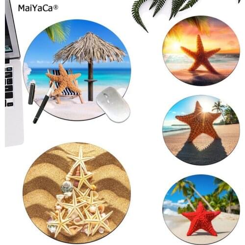 Maiyaca Hot Sales Beach and starfish Palm High Speed New round Mousepad gaming Mousepad Rug For PC Laptop Notebook