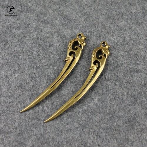 Copper Phoenix Bird Tea Knife Desk Ornaments Vintage Brass Miniatures Figurines Decorations Ethnic Jewelry Hair Accessorie