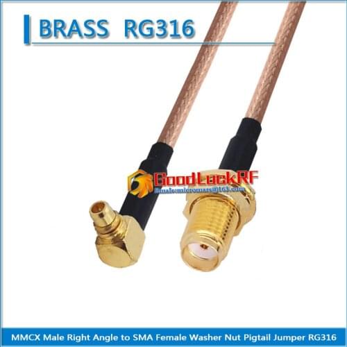 MMCX Male Right Angle 90 Degree to SMA Female O-ring Bulkhead Washer Nut Plug Coaxial Pigtail Jumper RG316 extend Cable Low Loss