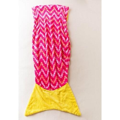 Cartoon Orange Red Ripple Mermaid Fishtail Blanket Winter Soft Flannel Parent-Child Fish Scale Pattern Sofa Throw TV Blanket