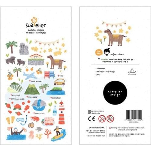 Korea Brand Suatelier Scrapbooking Sticker Stay In Jeju Korea Original Diary Decoration PVC Hobby DIY Craft Home Supplies