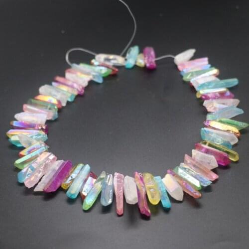 Nautral rainbow Stone Necklace Point Pendant Crystal Quartz Bullet Hexagonal Rock Pendulum Column Reiki Healing Chakra Jewelry