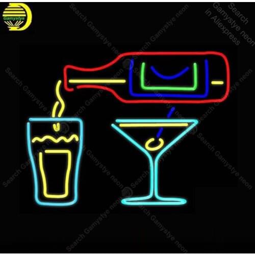 NEON SIGN For Cocktails bottle GLASS BEER BAR PUB Store display Restaurant indoor Signs Handcrafted Night neon signs for sale