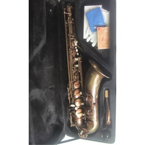2021 New Real Pictures Saxophone Tenor Saxophone Musical Instruments Antique Copper Simulation Brass With Mouthpiece Free Ship