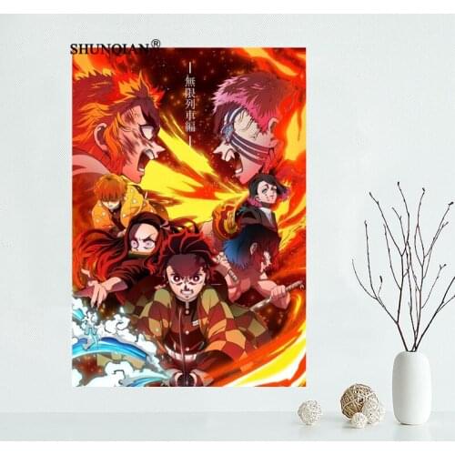 New Custom Kimetsu no Yaiba Canvas Poster Living room decorative wall painting Poster cloth print Fabric Poster