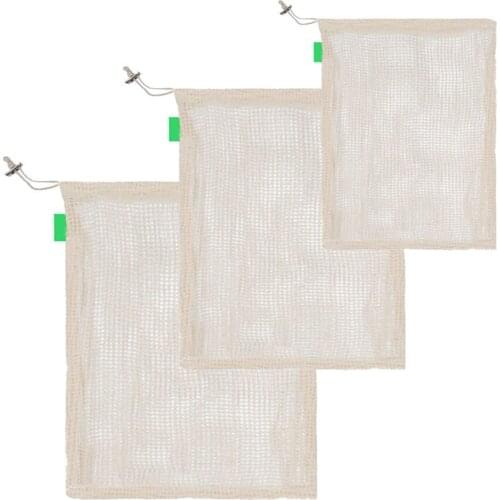 Newly Degradable Organic Cotton Mesh Bag Reused for Shopping Ecological Vegetable and Fruit Bread Bags HFing