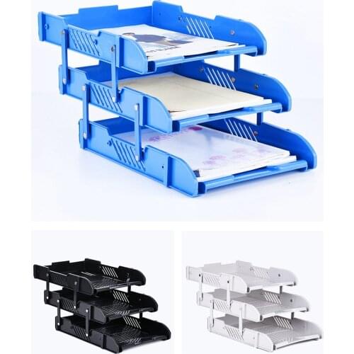 Office Desk Document Holder A4 File Box 3-Layer Magazine Holder Plastic Document Box