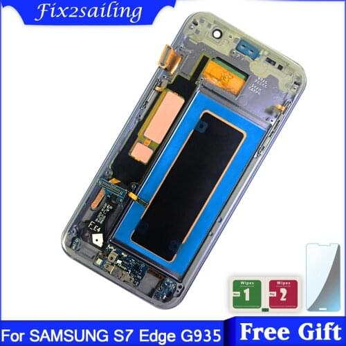Original Super Amoled 5.5'' For SAMSUNG Galaxy S7 edge G935 SM-G935F LCD Display Touch Screen Digitizer Assembly + Frame