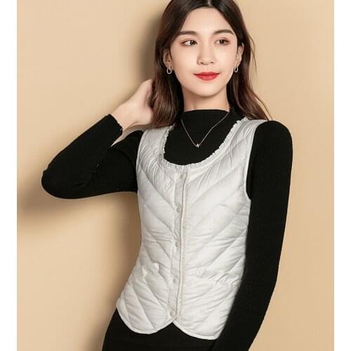 Autumn Winter Waistcoat Womens Warm Vest Ultra Light Down Vest Women Portable Sleeveless Winter Warm Liner Jaqueta Feminina